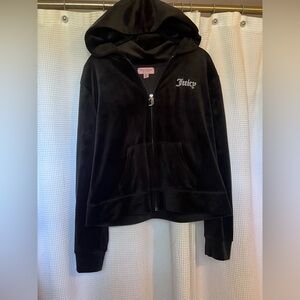 Juicy Couture Black Velour Hoodie with Signature Label